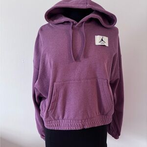 Air Jordan Maroon cropped heavy hoodie with Jumpman patch